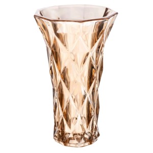 VASO DE VIDRO DIAMOND AMBAR METALIZADO 15CMX8CMX25CM (220591)