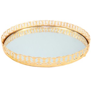 Bandeja Queen Redonda Dourada (21x3cm) - Ref. 29215