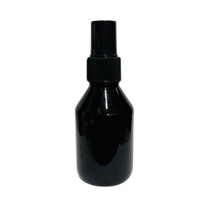 PET AMBAR DE 100ML C/ VALVULA SPRAY PRETA R24/410