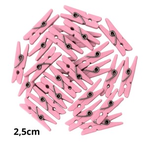 MINI PREGADOR DE MADEIRA ROSA  C/ 50 UNIDADES 2,5CM